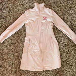 PINK ADIDAS FULL LENGTH COAT/TRENCH COAT